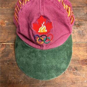Vintage 1996 Atlantic Olympic Games Cap Baseball Hat Felt Brim Leather Strapback